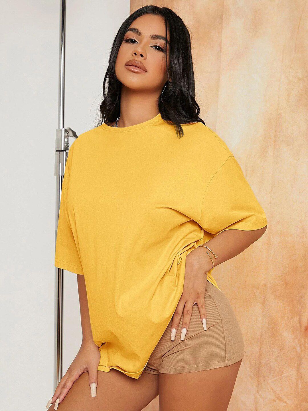 Kotty Drop-Shoulder Sleeves Longline Loose T-shirt