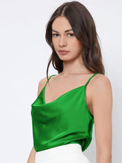 Kotty Green Cowl Neck Sleeveless Satin Top