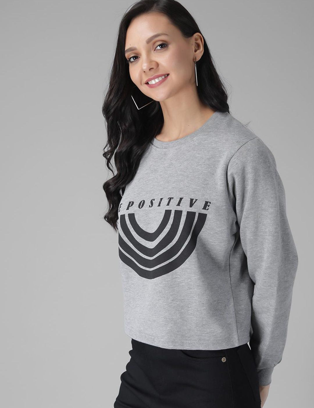 Kotty Women Grey Striped Sweatshirt