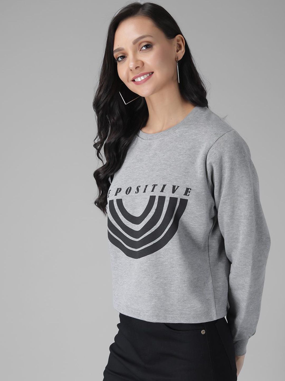 Kotty Women Grey Striped Sweatshirt