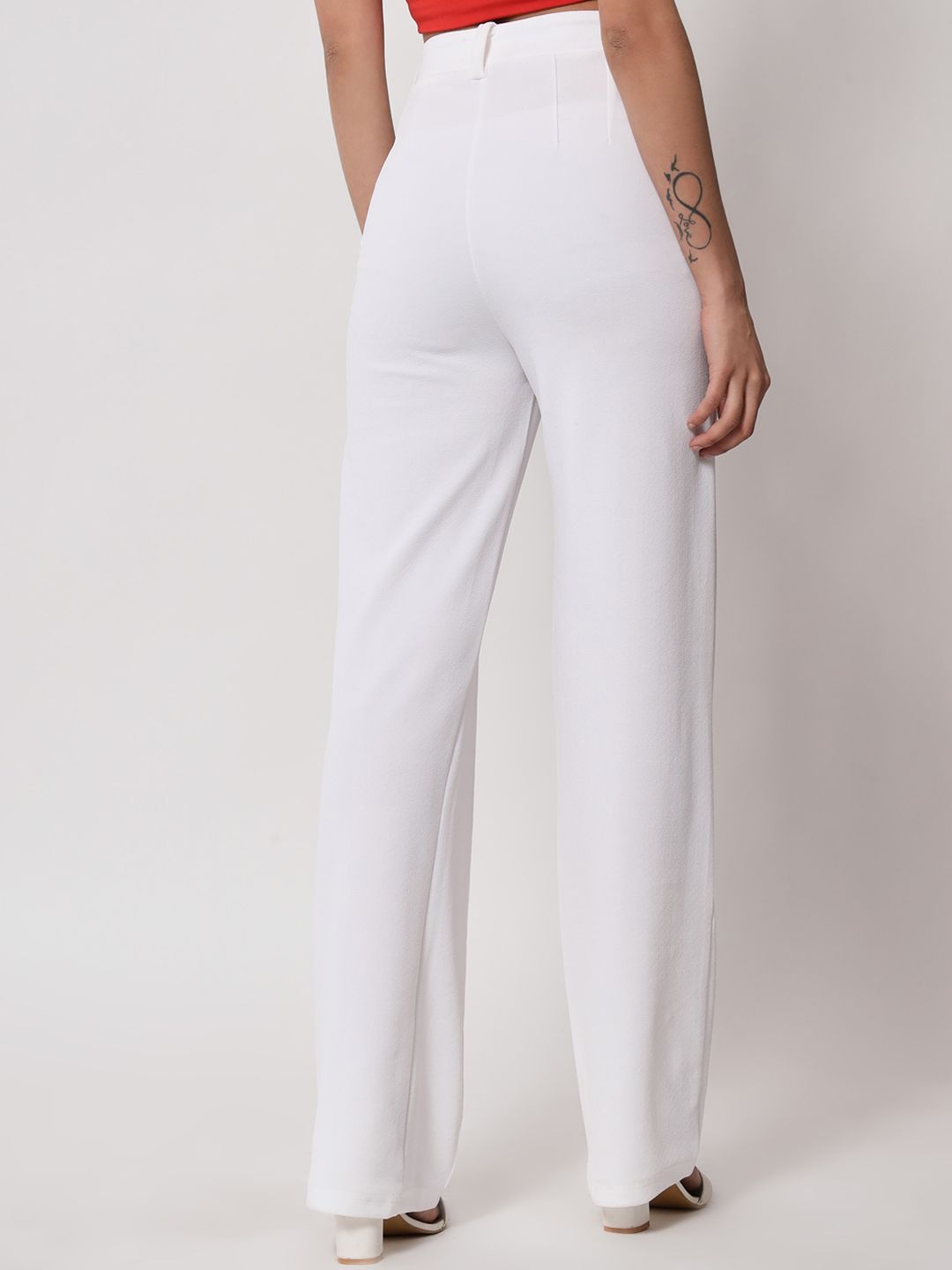 Kotty Women Pack Of 2 Relaxed Straight Leg Fit High-Rise Easy Wash Trousers