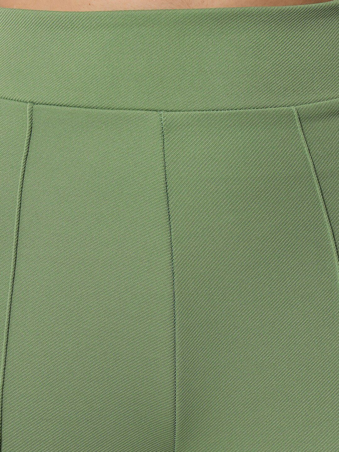 Kotty Women Green Relaxed Bootcut High-Rise Easy Wash Trouser