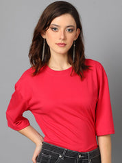 KOTTY Basics Round Neck Drop-Shoulder Sleeves Oversized T-shirt