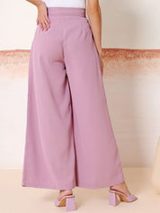 Kotty Women Comfort Flared High-Rise Pleated Parallel Trousers