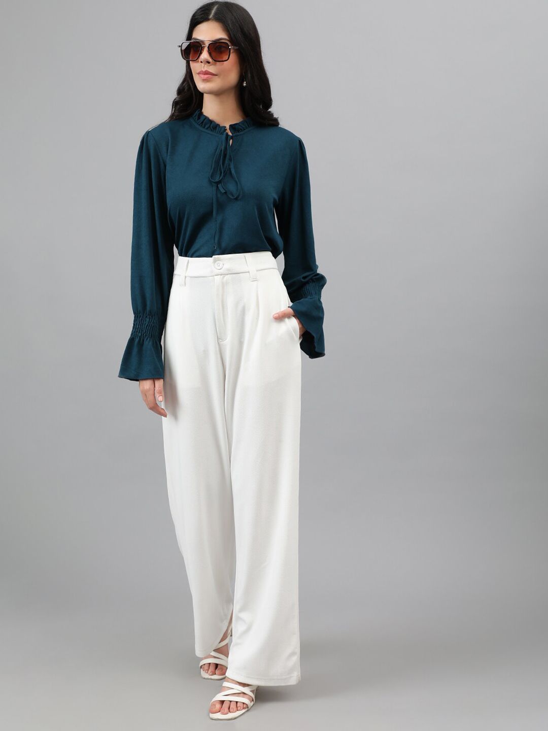 Kotty Tie-Up Neck Bell Sleeve Top