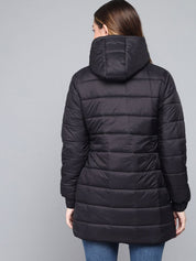 Kotty Women Black Longline Outdoor Puffer Jacket