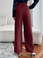 Kotty Women Relaxed Straight Fit High-Rise Easy Wash Pleated Parallel Trousers