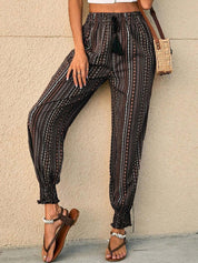 Kotty Women Black Printed Relaxed High-Rise Easy Wash Joggers