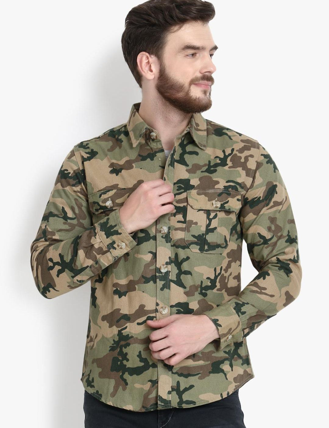 Kotty Men Khaki Printed Lightweight Tailored Jacket