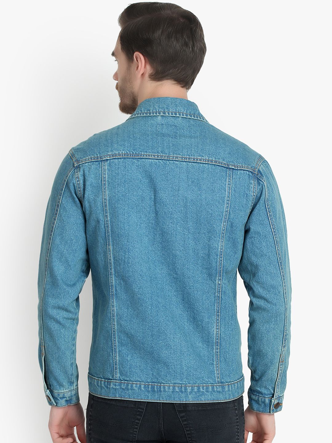 Kotty Men Blue Solid Denim Jacket