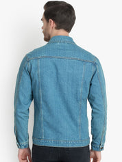 Kotty Men Blue Solid Denim Jacket