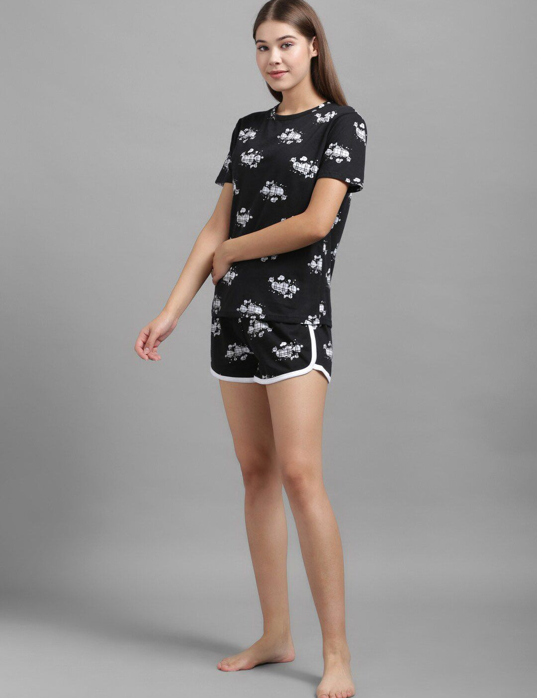 Kotty Women Black Printed Night suit