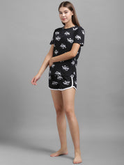 Kotty Women Black Printed Night suit