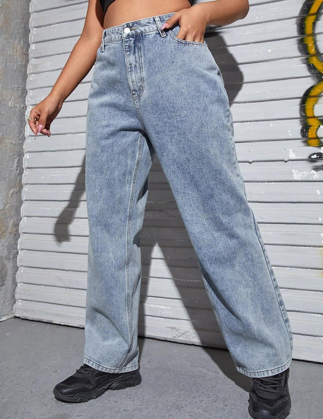 Kotty Women Jean Wide Leg High-Rise Heavy Fade Stretchable Jeans