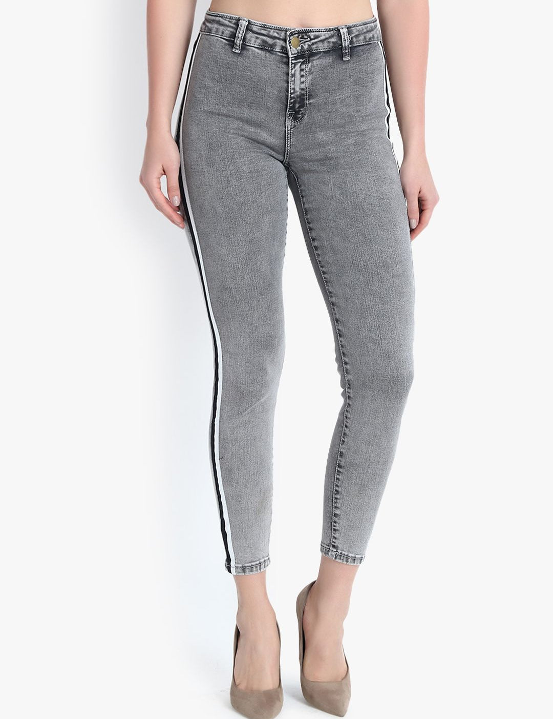 Kotty Women Grey Skinny Fit High-Rise Clean Look Jeans