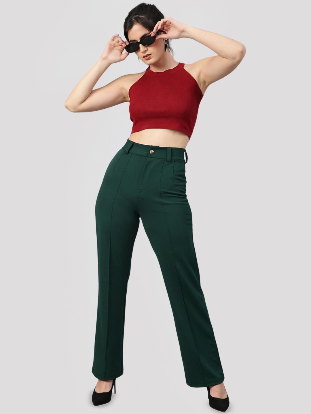 KOTTY BIZwear Women Relaxed Straight Leg Straight Fit High-Rise Easy Wash Trousers