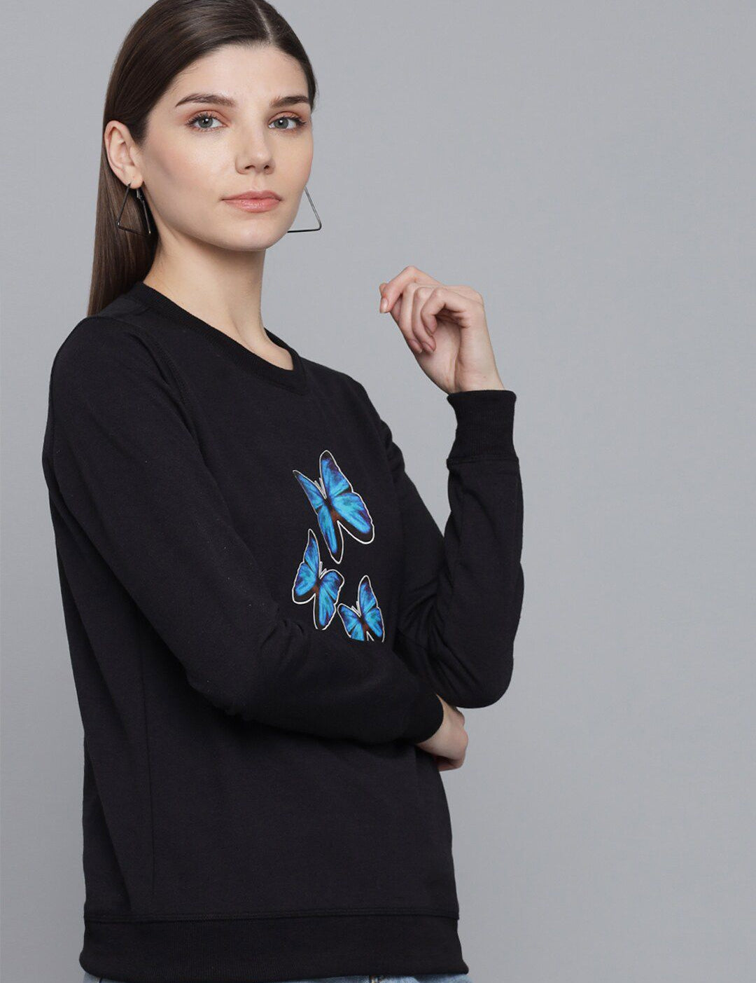 Kotty Women Black Printed Sweatshirt