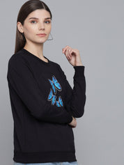 Kotty Women Black Printed Sweatshirt