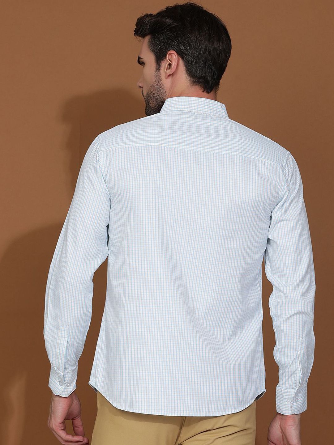 Kotty New Gingham Checks Spread Collar Casual Shirt