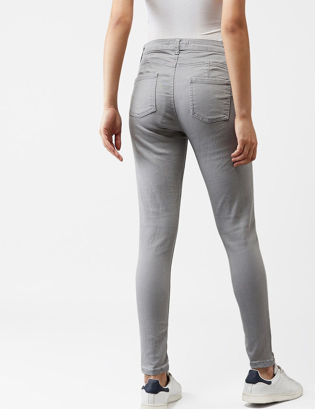 Kotty Women Grey Skinny Fit High-Rise Clean Look Jeans