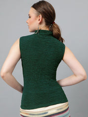 Kotty Green Self Design High Neck Fitted Top