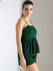 Kotty Green Square Neck Top With Short