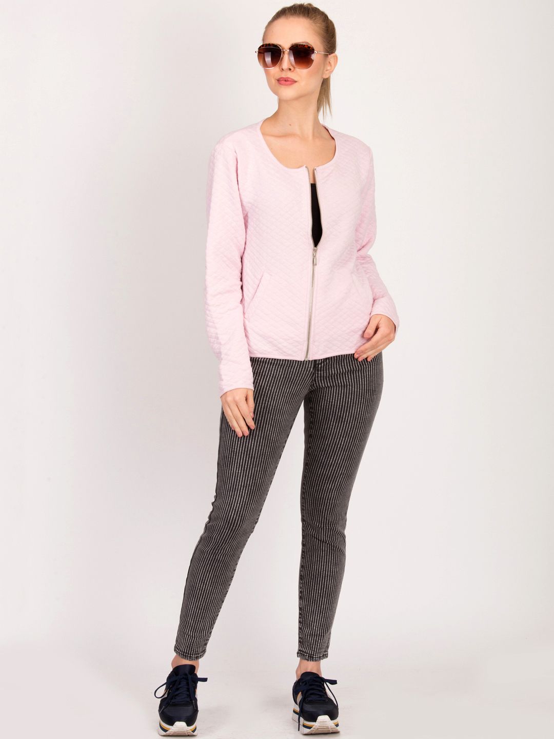 Kotty Women Pink Self Design Open Front Jacket
