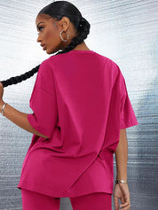 Kotty Drop-Shoulder Sleeves Longline Oversize Yoga T-shirt