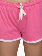 Kotty Women Pink & White Colourblocked Slim Fit Hot Pants