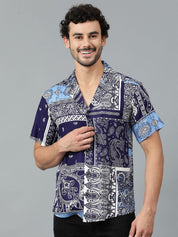 Kotty Men Cuban Collar Ethnic Motifs Printed Casual Shirt