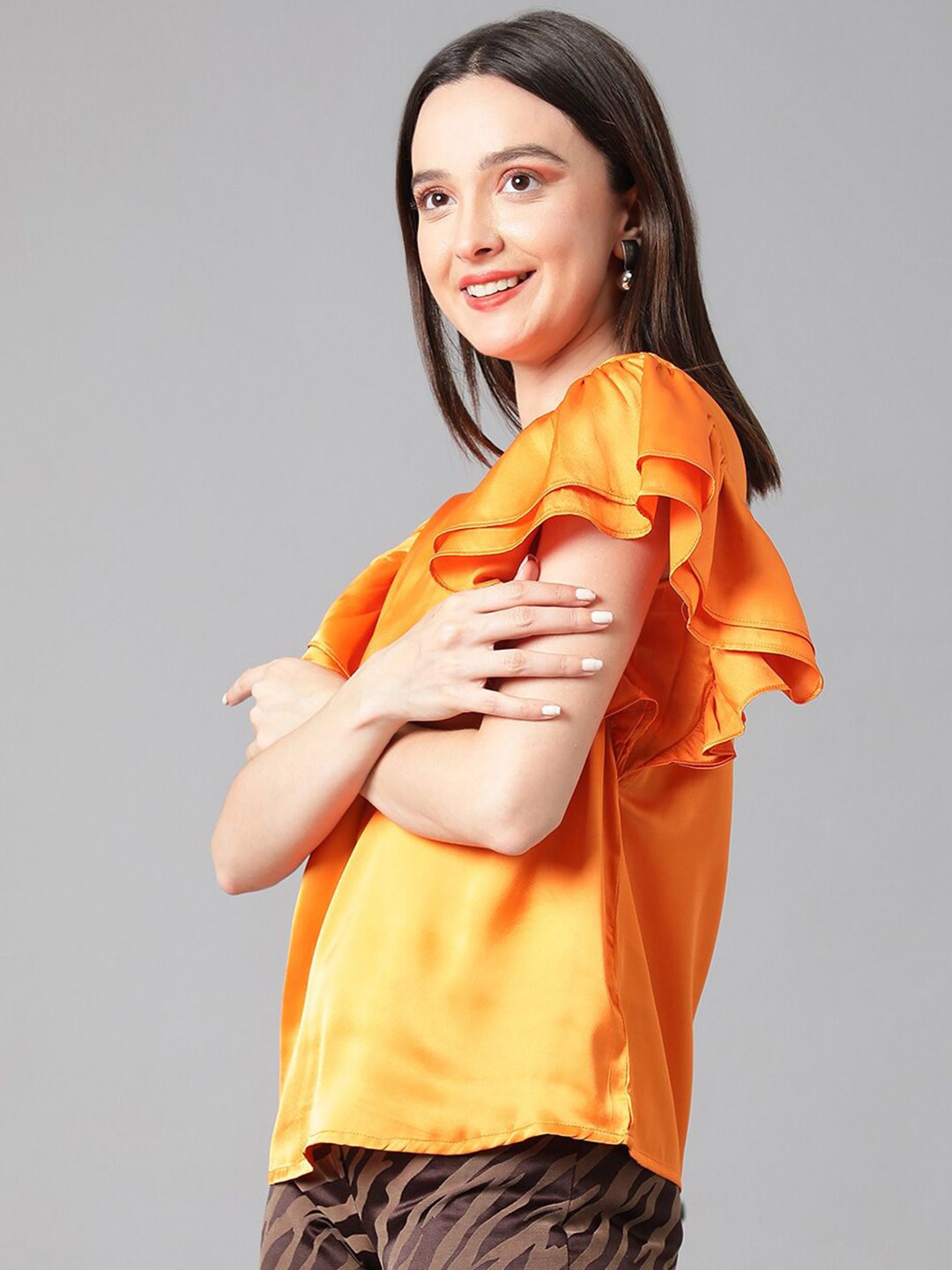 Kotty Flutter Sleeve Satin Top