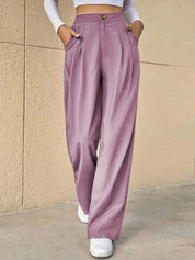 KOTTY BIZwear Women Straight Fit High-Rise Easy Wash Pleated Trousers