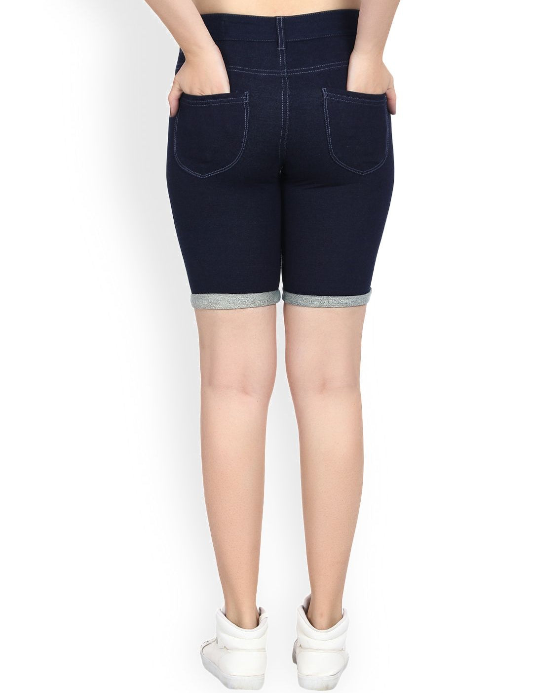 Kotty Women Blue Solid Regular Fit Denim Shorts