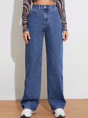 KOTTY Basics Women Blue Jean Wide Leg High-Rise Clean Look Stretchable Jeans