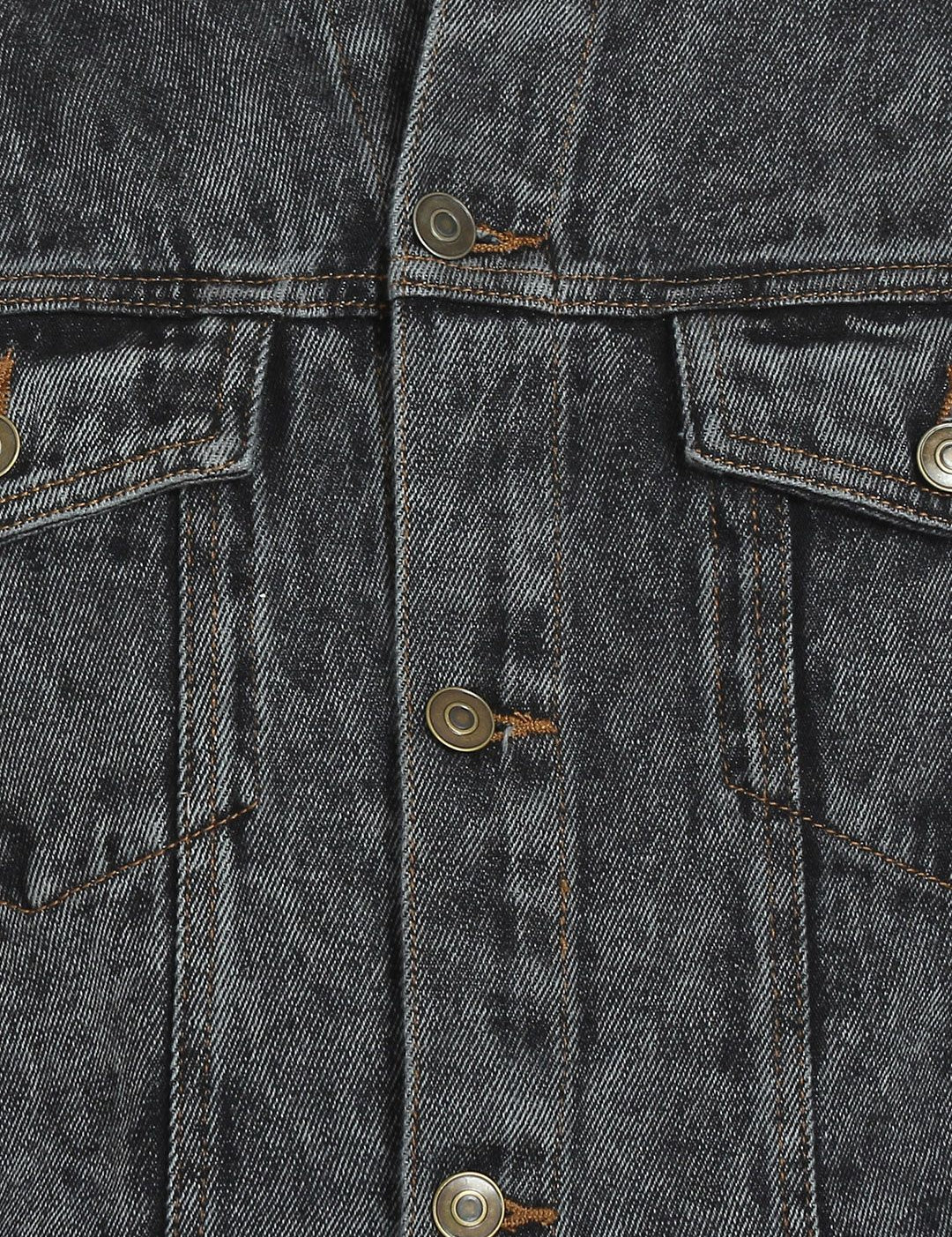 Kotty Men Black Solid Denim Jacket