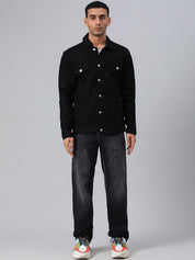 Kotty Black Spread Collar Denim Jacket