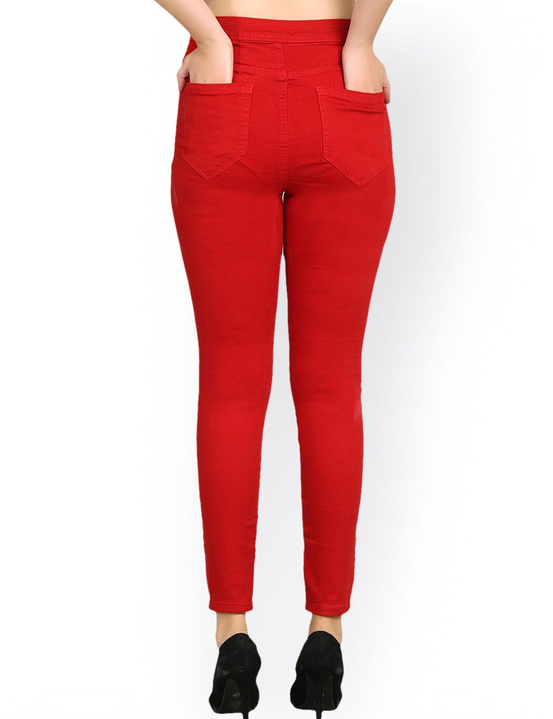 Kotty Women Red Skinny Fit High-Rise Clean Look Stretchable Jeans