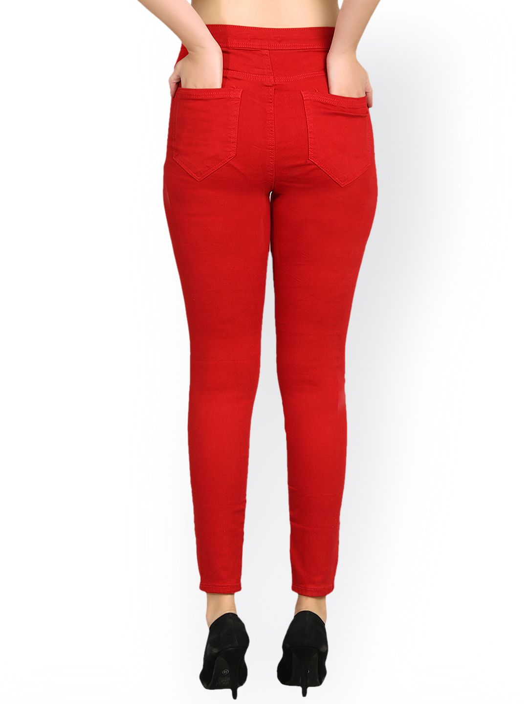 Kotty Women Red Skinny Fit High-Rise Clean Look Stretchable Jeans