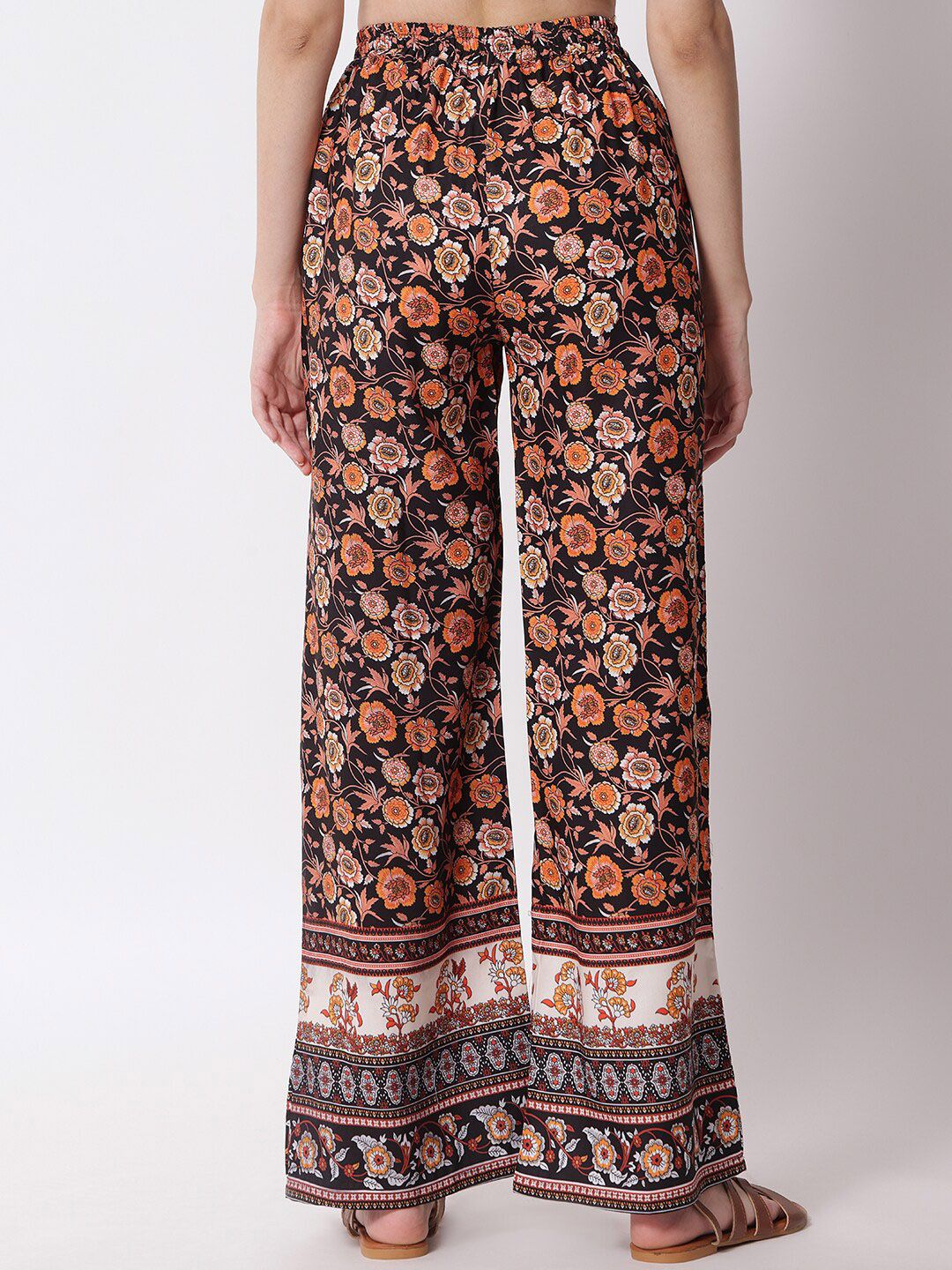Kotty Women Floral Printed Relaxed High-Rise Easy Wash Trousers