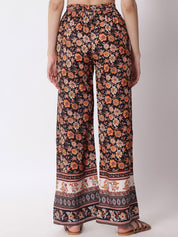 Kotty Women Floral Printed Relaxed High-Rise Easy Wash Trousers