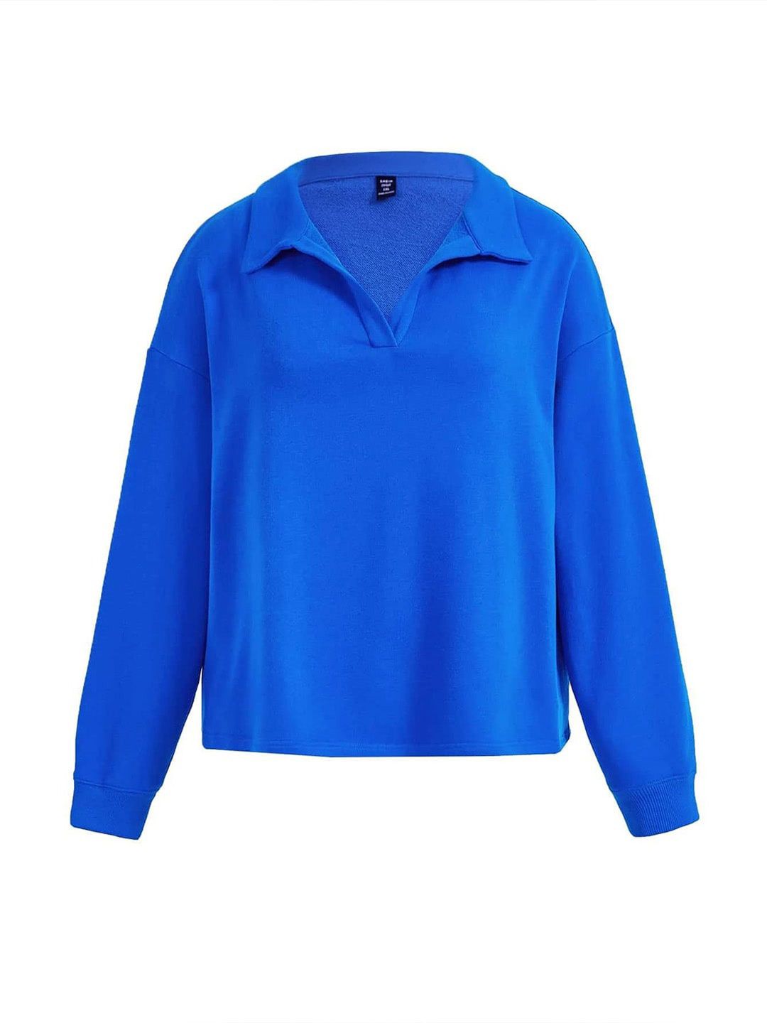 Kotty Plus Size Shirt Collar Drop Shoulder Fleece Sweatshirt