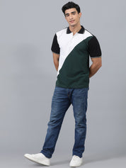 Kotty Colourblocked Polo Collar Regular Fit Cotton T-Shirt