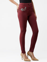 Kotty Women Maroon Skinny Fit Jeans