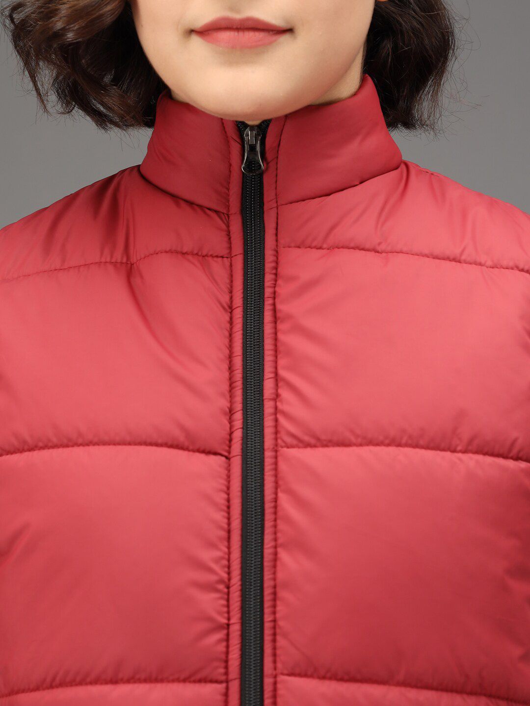Kotty Women Maroon Colourblocked Training or Gym Padded Jacket