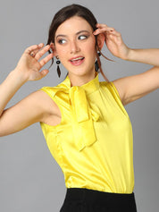 Kotty Tie-Up Neck Regular Satin Top
