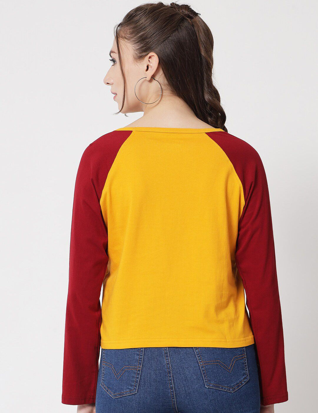 Kotty Women Yellow & Red Colourblocked T-shirt