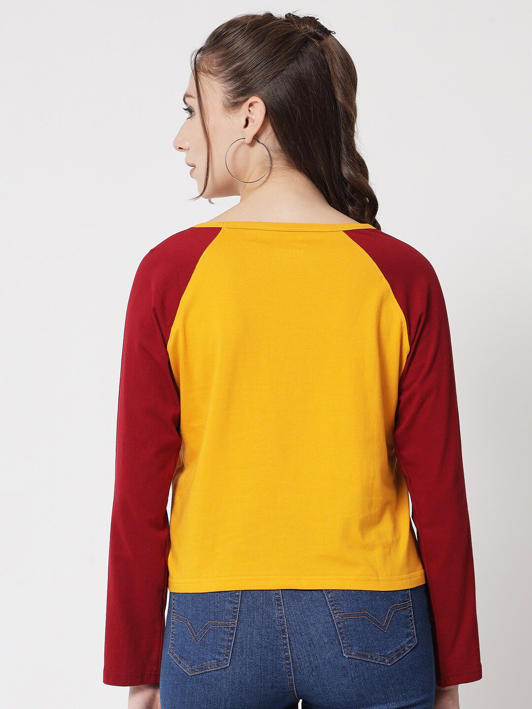 Kotty Women Yellow & Red Colourblocked T-shirt