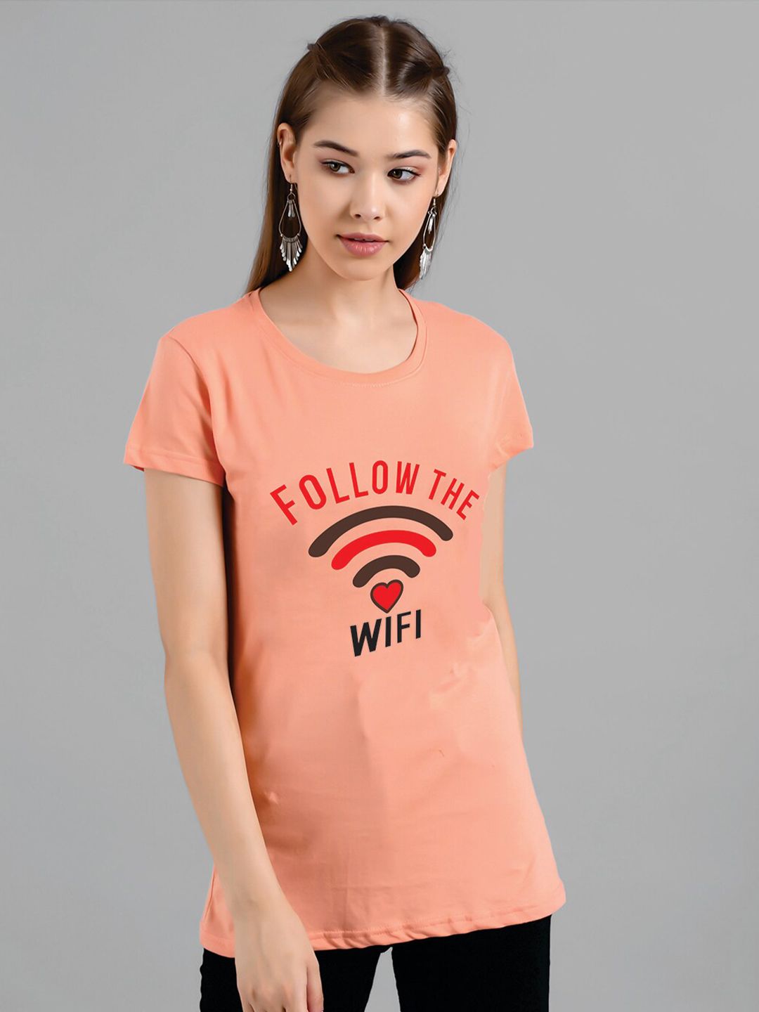 Kotty Typography Printed Round Neck T-shirt