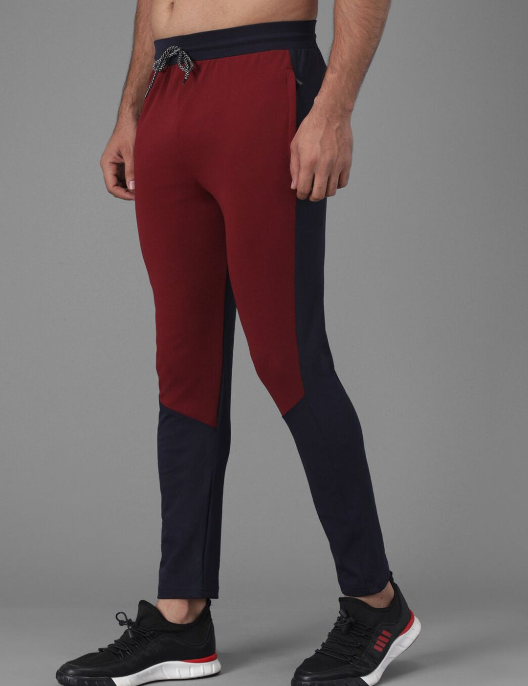 Kotty Men Maroon & Navy Blue Colourblocked Track Pants
