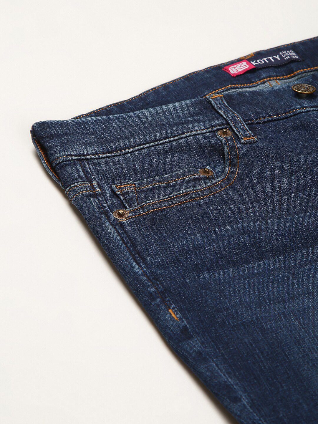 Kotty Women Navy Blue Light Fade Clean Look Flared Jeans